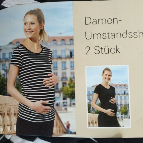 T-shirts for pregnant women Blue Motion striped + black - set 2pcs size M 40/42 buy in online store