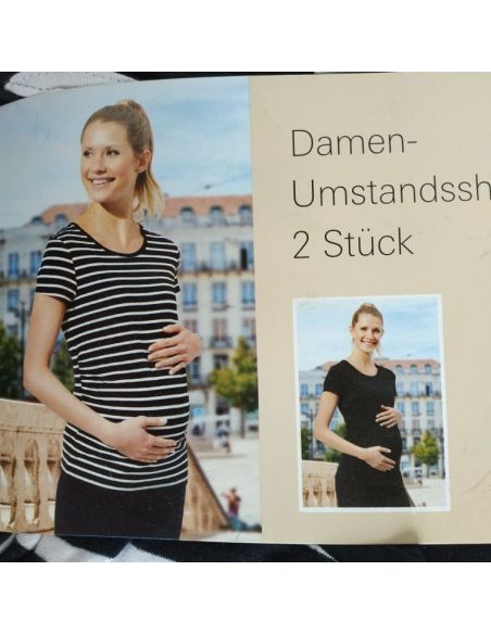 T-shirts for pregnant women Blue Motion striped + black - set 2pcs size M 40/42 buy in online store