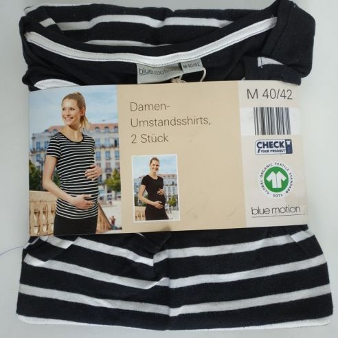 T-shirts for pregnant women Blue Motion striped + black - set 2pcs size M 40/42 buy in online store