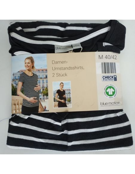 T-shirts for pregnant women Blue Motion striped + black - set 2pcs size M 40/42 buy in online store