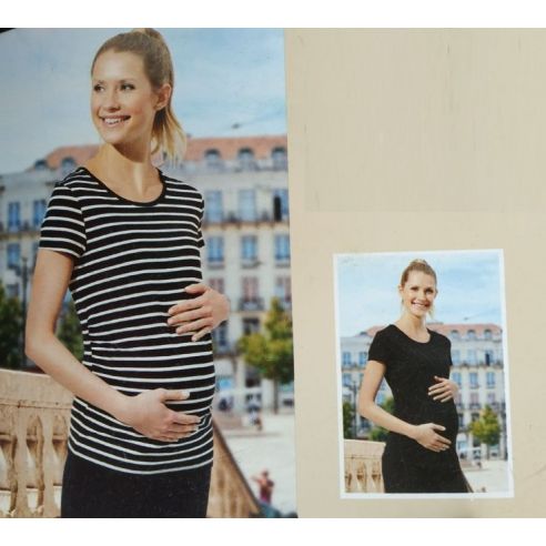 T-shirts for pregnant women Blue Motion striped + black - set 2pcs size M 40/42 buy in online store