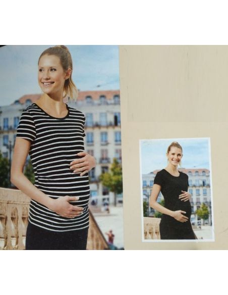 T-shirts for pregnant women Blue Motion striped + black - set 2pcs size M 40/42 buy in online store