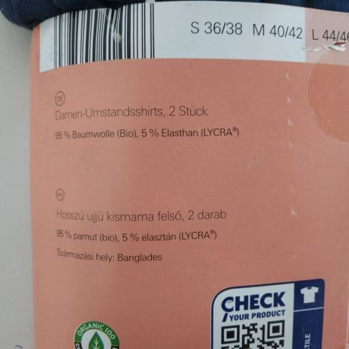 Long Sleeve T-shirts for Pregnant Blue Motion 2pcs - L 44/46 buy in online store