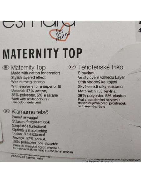 Long Sleeve T-shirt for Pregnant And Feeding Esmara Gray 1pc - M 40/42 buy in online store