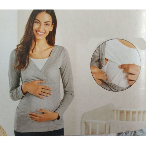Long Sleeve T-shirt for Pregnant and Feeding Esmara Gray 1pc - S 36/38 buy in online store