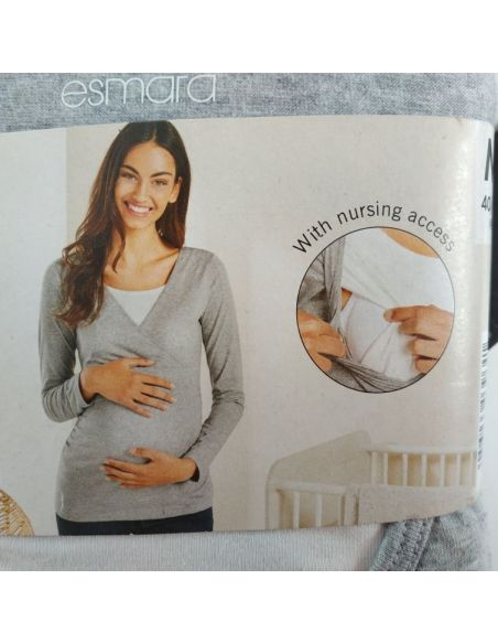 Long Sleeve T-shirt for Pregnant And Feeding Esmara Gray 1pc - XS 32/34 buy in online store