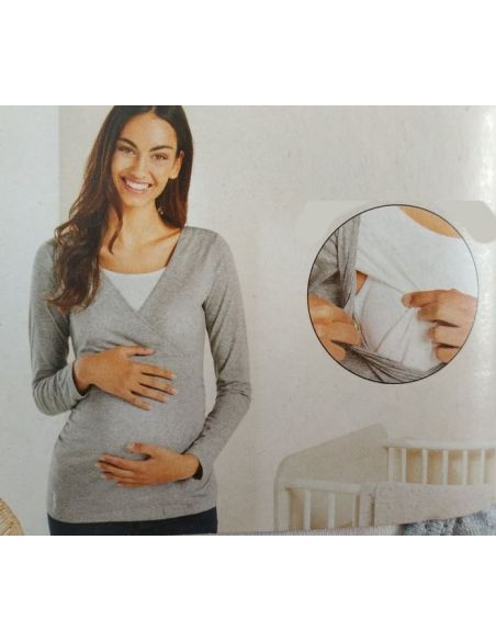 Long Sleeve T-shirt for Pregnant And Feeding Esmara Gray 1pc - XS 32/34 buy in online store
