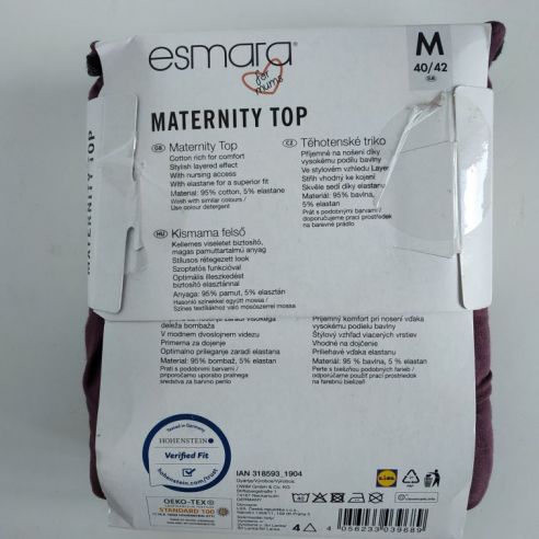 Long Sleeve T-shirt for Pregnant And Feeding Esmara 1pc - S 36/38 Eggplant buy in online store