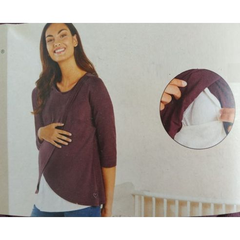 Long Sleeve T-shirt for Pregnant And Feeding Esmara 1pc - S 36/38 Eggplant buy in online store