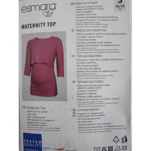Long Sleeve T-shirt for Pregnant and Feeding Esmara Pink 1pc - M 40/42 buy in online store