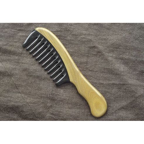 Sandalwood hairbrush with buffalo horns insert - wide teeth 18,5cm buy in online store