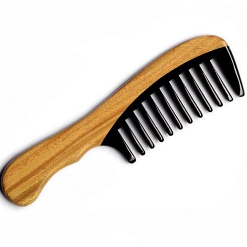 Sandalwood hairbrush with buffalo horns insert - wide teeth 18,5cm buy in online store