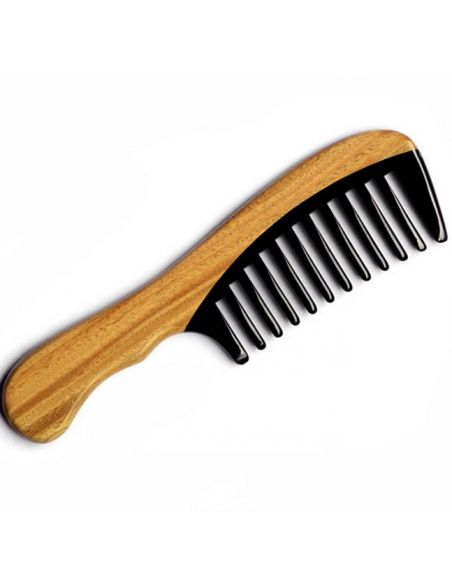 Sandalwood hairbrush with buffalo horns insert - wide teeth 18,5cm buy in online store Sandalwood hairbrush with buffalo horns insert - wide teeth 18,5cm buy in online store