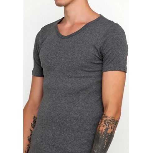Men's Basic Liverge T-shirt (Germany) V-neckline - Size 3XL, Dark Gray buy in online store