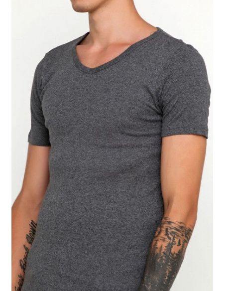 Men's Basic Liverge T-shirt (Germany) V-neckline - Size 3XL, Dark Gray buy in online store Men's Basic Liverge T-shirt (Germany) V-neckline - Size 3XL, Dark Gray buy in online store