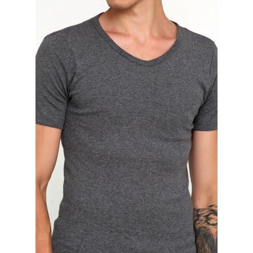 Men's Basic Liverge T-shirt (Germany) V-neckline - Size 3XL, Dark Gray buy in online store