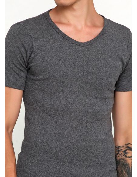 Men's Basic Liverge T-shirt (Germany) V-neckline - Size 3XL, Dark Gray buy in online store Men's Basic Liverge T-shirt (Germany) V-neckline - Size 3XL, Dark Gray buy in online store