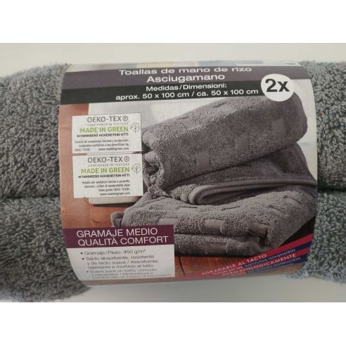 Miomare 50x100cm Hand Towels - 2pcs (Light Gray) buy in online store