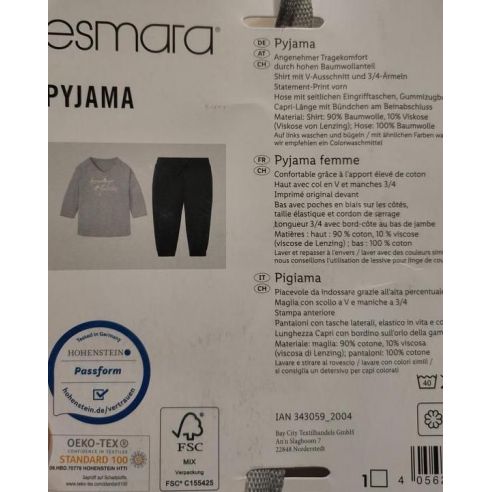 Pajamas Esmara gray-black buy in online store