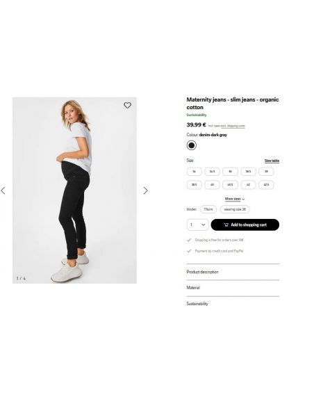 Slim jeans for pregnant women C & A - black buy in online store Slim jeans for pregnant women C & A - black buy in online store