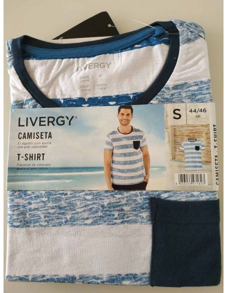 Men's Livergy T-shirt Blue Strip - Size S (44/46) buy in online store Men's Livergy T-shirt Blue Strip - Size S (44/46) buy in online store