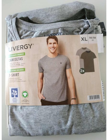 Men's Liverge Gray T-shirts, Khaki - Size XL (56/58) 2pcs buy in online store