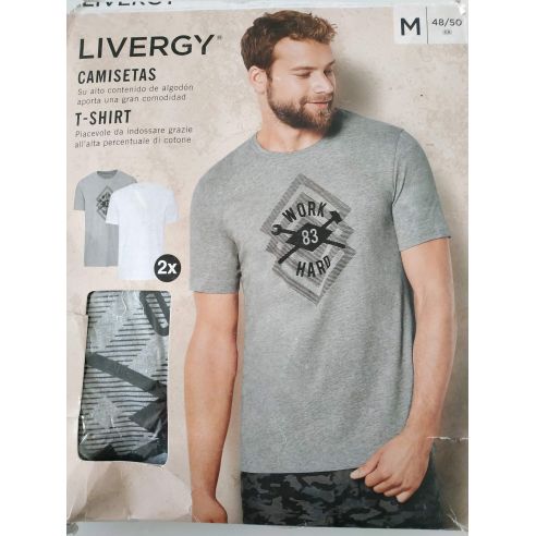 Men's Liverge Work T-shirt gray, white - size M (48/50) 2pcs buy in online store