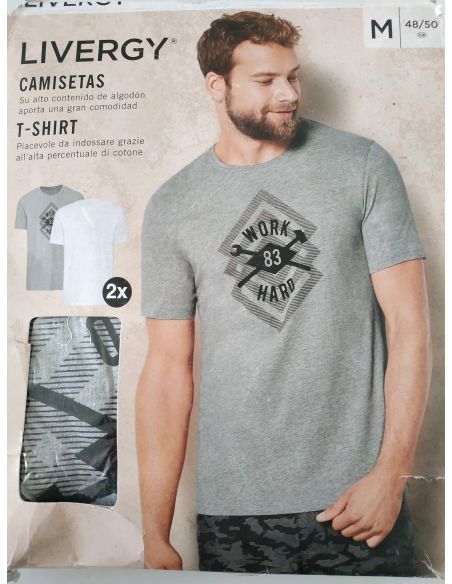 Men's Liverge Work T-shirt gray, white - size M (48/50) 2pcs buy in online store Men's Liverge Work T-shirt gray, white - size M (48/50) 2pcs buy in online store