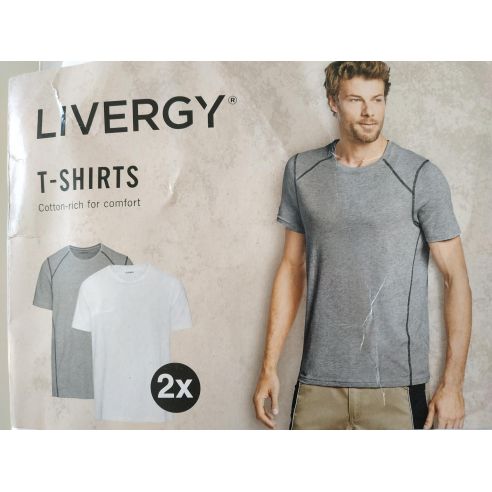 Men's Livergy Gray T-shirts, White - Size M (48/50) 2pcs buy in online store
