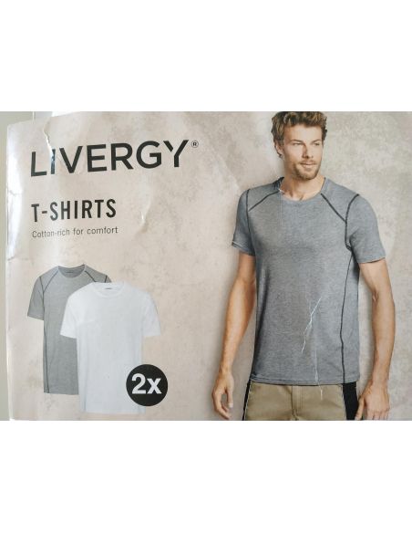 Men's Livergy Gray T-shirts, White - Size M (48/50) 2pcs buy in online store Men's Livergy Gray T-shirts, White - Size M (48/50) 2pcs buy in online store