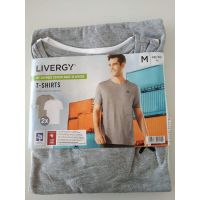 Men's Livergy Gray T-shirts, White - Size M (48/50) 2pcs buy in online store 2
