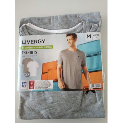 Men's Livergy Gray T-shirts, White - Size M (48/50) 2pcs buy in online store