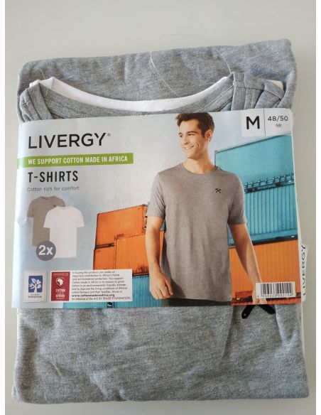 Men's Livergy Gray T-shirts, White - Size M (48/50) 2pcs buy in online store Men's Livergy Gray T-shirts, White - Size M (48/50) 2pcs buy in online store