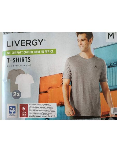 Men's Livergy Gray T-shirts, White - Size M (48/50) 2pcs buy in online store Men's Livergy Gray T-shirts, White - Size M (48/50) 2pcs buy in online store
