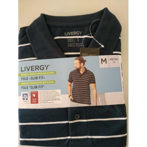 Men's Polo Livergy T-shirt White strip - size M (48/50) buy in online store