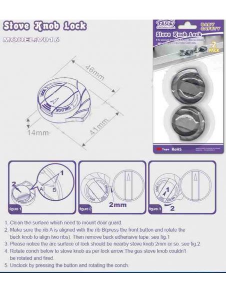 Cap with lock on FABE gas stove handles - Packaging 2pcs buy in online store Cap with lock on FABE gas stove handles - Packaging 2pcs buy in online store