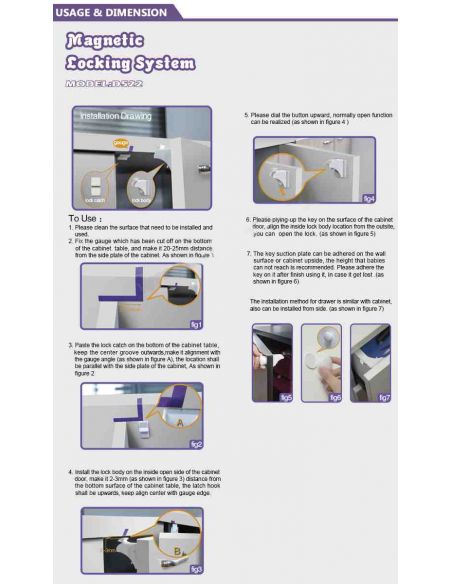 Internal magnetic lock on drawers from children Fabe - Packaging 4pcs buy in online store