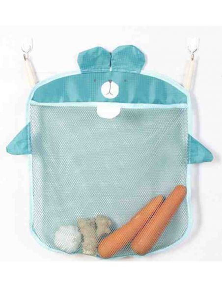 Mesh Organizer for storing toys in the Bathroom Alarger + 2 Vacuum Hook - Blue buy in online store