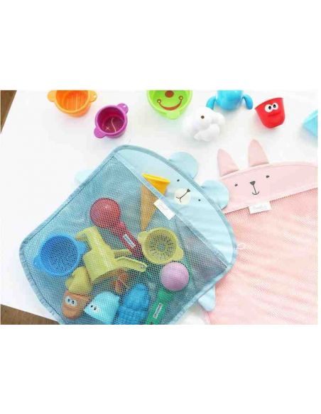 Mesh Organizer for storing toys in the Bathroom Alarger + 2 Vacuum Hook - Blue buy in online store