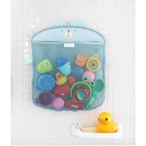 Mesh Organizer for storing toys in the Bathroom Alarger + 2 Vacuum Hook - Blue buy in online store