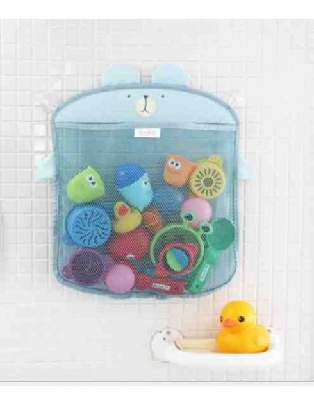 Mesh Organizer for storing toys in the Bathroom Alarger + 2 Vacuum Hook - Blue buy in online store