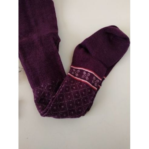 Merino wool tights 74-80r - burgundy with drawing buy in online store
