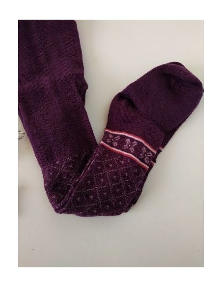 Merino wool tights 74-80r - burgundy with drawing buy in online store