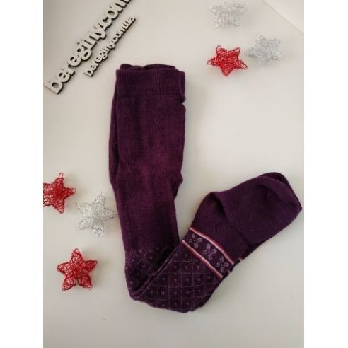 Merino wool tights 74-80r - burgundy with drawing buy in online store