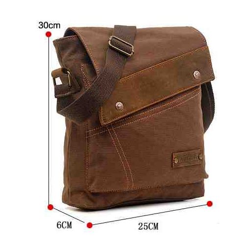 Men's bag Barstie from cotton and inserts from genuine leather K013 brown buy in online store