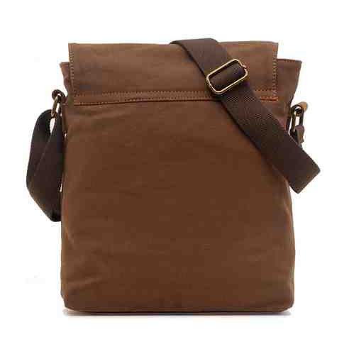 Men's bag Barstie from cotton and inserts from genuine leather K013 brown buy in online store
