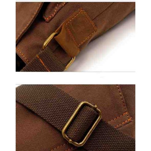 Men's bag Barstie from cotton and inserts from genuine leather K013 brown buy in online store