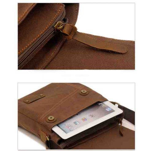 Men's bag Barstie from cotton and inserts from genuine leather K013 brown buy in online store