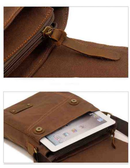 Men's bag Barstie from cotton and inserts from genuine leather K013 brown buy in online store Men's bag Barstie from cotton and inserts from genuine leather K013 brown buy in online store