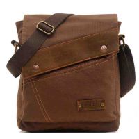 Men's bag Barstie from cotton and inserts from genuine leather K013 brown buy in online store